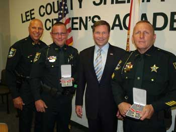 Sheriff Mike Scott , Deputy Ryan Justham, Congressman Connie Mack, and Sergeant Patrick McDonald.